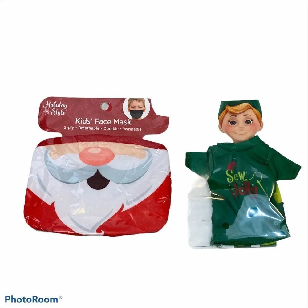 BNWT Kids Santa Mask and‎ Elf on The Shelf Shirt